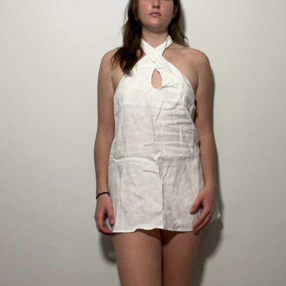 White Linen Mini Dress - VRG GRL - Picture 3 of 6